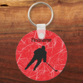 Rode ijshockeyspeler sleutelhanger (Voorkant)