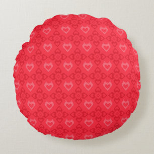 Rode Ikat stijl hartpatroon Rond Kussen
