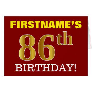 Rode, imitatiegoud "86th BIRTHDAY"-verjaardagskaar