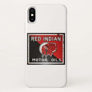 Rode Indian Motor Oil vintage reclamebord. Roestig iPhone X Hoesje