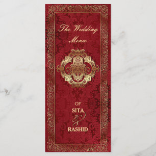 Rode Indiase bruiloft - Menu Kaart / Rackcard