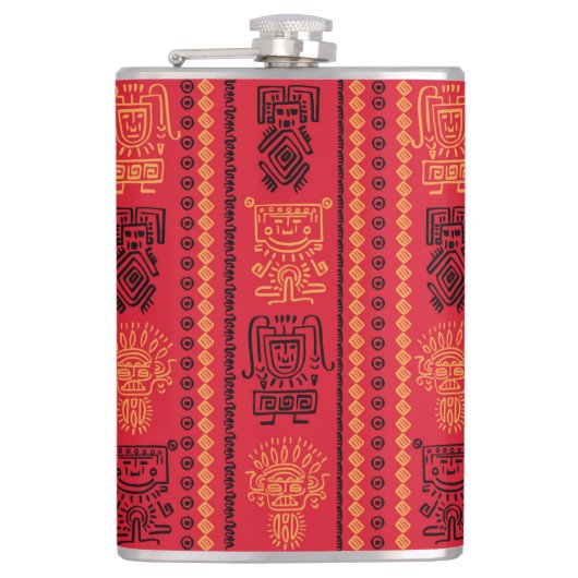 Rode inheemse patroon etnische stam Boho cultuur Heupfles (Voorkant)