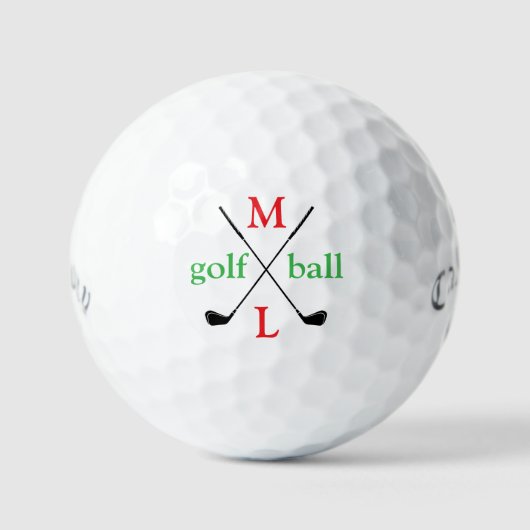 Rode initiaal. monogram op wit golfballen (Voorkant)