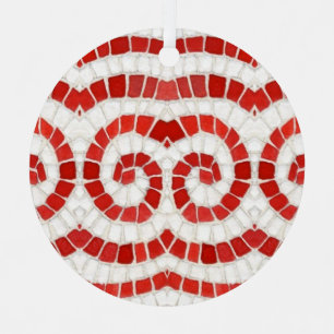 RODE IONISCHE MOZAÏEK Metaal Cirkel Ornament