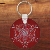 Rode Iridescent Snowflake Sleutelhanger (Voorkant)