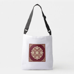 Rode Islamitische Bloem Medaillon Boodschappentas Crossbody Tas