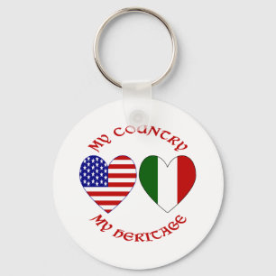 Rode Italiaanse Amerikaanse Land Erfenis Sleutelhanger