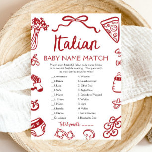 Rode Italiaanse Baby naam Match Baby shower spel Kaart