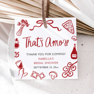 Rode Italiaanse Dat is Amore Pizza Pasta Bruidsuit Bedankjes Labels
