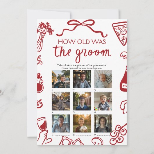 Rode Italiaanse hand getekend hoe oud het bruidego Kaart (Voorkant)