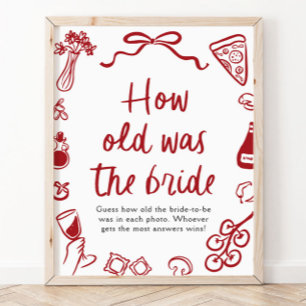 Rode Italiaanse Handgetekende Raad Hoe Oud de Brui Poster