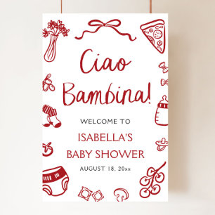 Rode Italiaanse Pizza Ciao Bambina Baby Shower Wel Poster