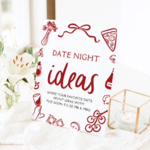 Rode Italiaanse Pizza Date Night Ideen Bruidsuitgi Reclamebord Met Voetstuk