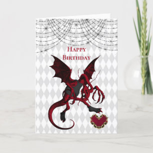 Rode Jabberwocky Dragon Verjaardag Kaart