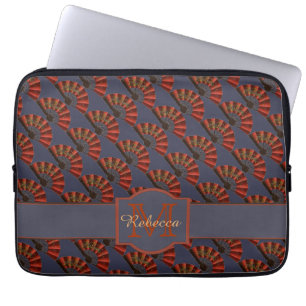 Rode Japanse Antieke Waaier Elegant Persoonlijk Laptop Sleeve