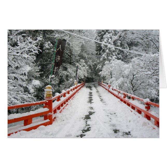 Rode Japanse Brug in Sneeuw (Voorkant Horizontaal)