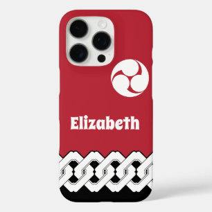 Rode Japanse ketting en spiraalpatroon iPhone 16 Pro Hoesje