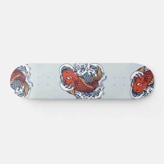 Rode Japanse Koi-visillustratie Skateboard (Horizontaal)