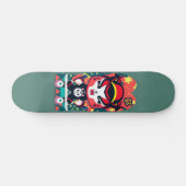 Rode Japanse oni op een skateboard (Horizontaal)