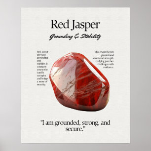 Rode Jasper Gem Crystal Betekenis Kaart Poster