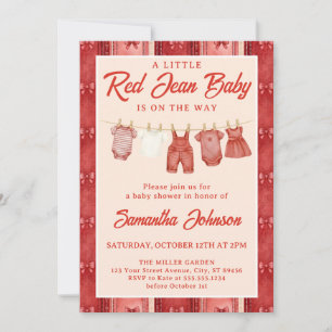 Rode Jean Baby Shower Kaart