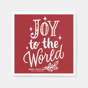 Rode Joy to the World Lettering Kerstmis Servet
