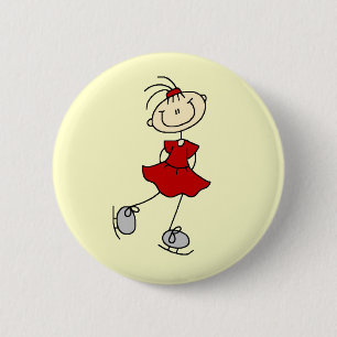 Rode jurk figuurschaatser T-shirts en cadeaus Ronde Button 5,7 Cm