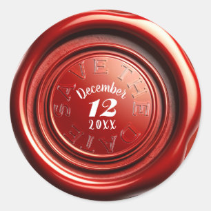 Rode Kaars Wax Seal Clear "SAVE THE DATE" Bruiloft Ronde Sticker