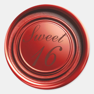 Rode Kaars Wax Seal Drip Sweet 16 Bruiloft Ronde Sticker