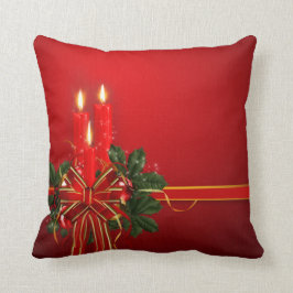 Rode kaarsen, lint en Holly Kussen