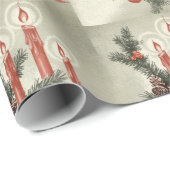 Rode kaarsen vintage kerst gewoonte cadeaupapier (Rol Hoek)