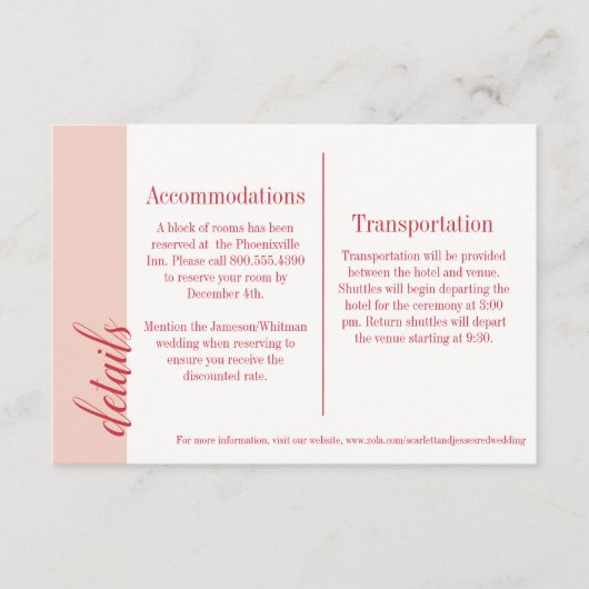 Rode Kaart, Caroline Wedding Informatiekaartje (Voorkant)