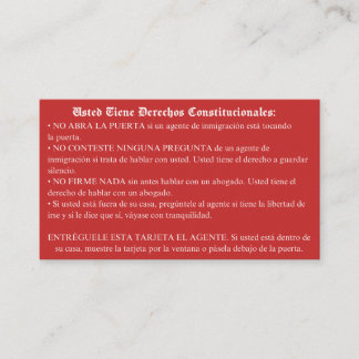 Rode Kaart - Kaart voor immigratierechten Visitekaartje
