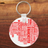 Rode kaart van Greater Manchester Sleutelhanger (Voorkant)