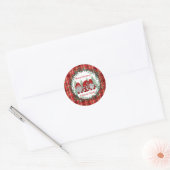 Rode kabouter Kerstmis hulst bes krans Ronde Sticker (Envelop)