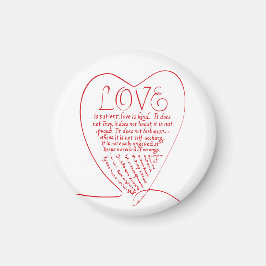 Rode kalligrafie 1 Korintiërs 13 4 7 Bijbelvers Magneet