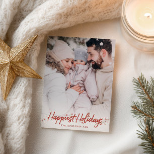 Rode kalligrafie Foto Prettig kerstfeest Kerstmis Briefkaart