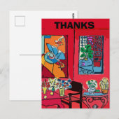 Rode kamer met zwarte kat briefkaart (Voorkant / Achterkant)