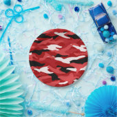 Rode kamouflage papieren bordje (Feest)