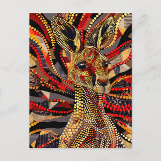 Rode kangoeroe in Aboriginal Dot Art Style Briefkaart