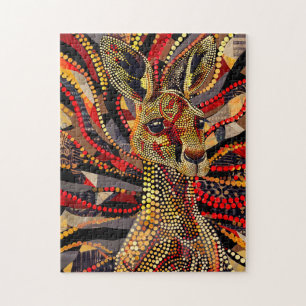Rode kangoeroe in Aboriginal Dot Art Style Legpuzzel