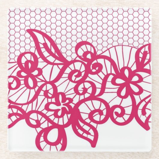 Rode kant glazen onderzetter (Voorkant)