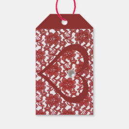 Rode Kant Pattern Valentijns Cadeaulabel