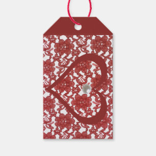 Rode Kant Pattern Valentijns Cadeaulabel