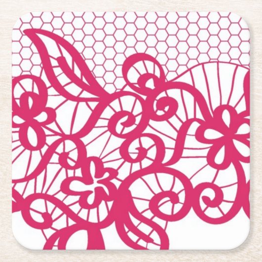 Rode kant vierkante kartonnen onderzetter (Voorkant)