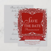 Rode kantelen save the date trouw aankondiging (Voorkant / Achterkant)