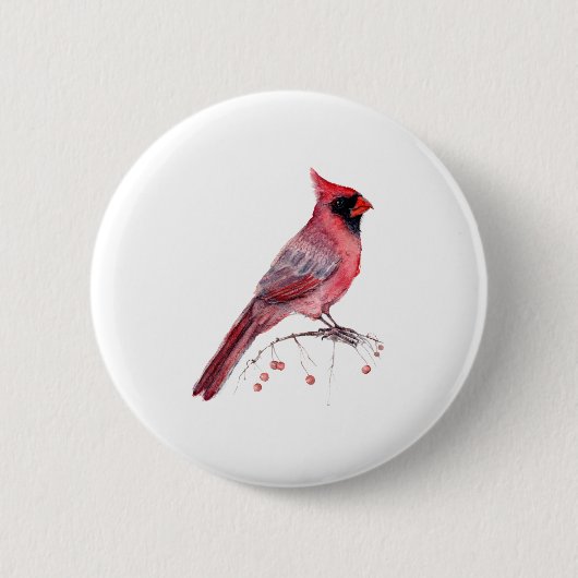 Rode kardinaal Bird Ronde Button 5,7 Cm (Voorkant)