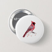 Rode kardinaal Bird Ronde Button 5,7 Cm (Voorkant /achterkant)