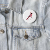 Rode kardinaal Bird Ronde Button 5,7 Cm (In situ)