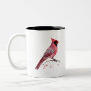 Rode kardinaal Bird Tweekleurige Koffiemok